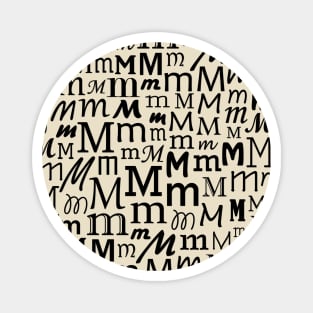 M - Typography (Black) Magnet